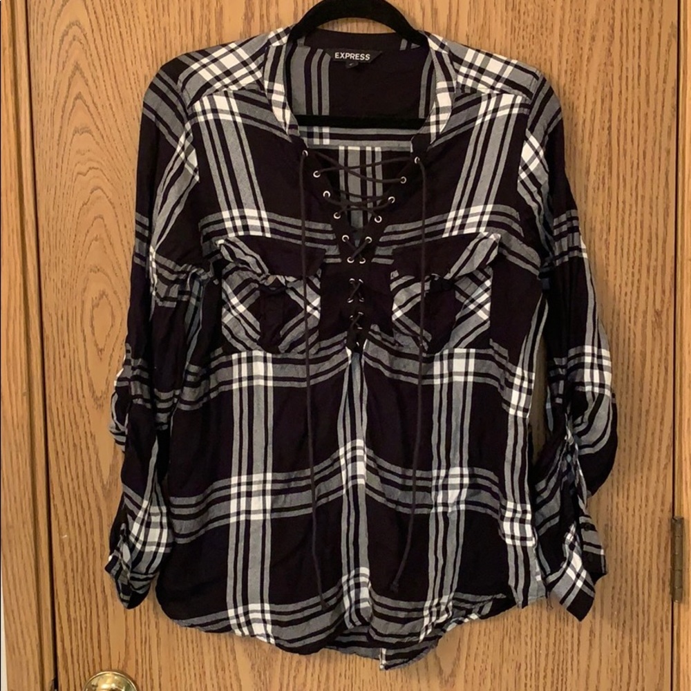 Flannel tie up shirt